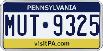 PA license plate MUT9325