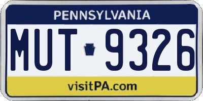PA license plate MUT9326