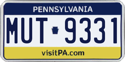 PA license plate MUT9331