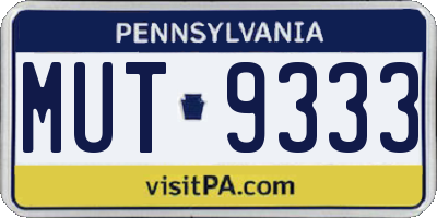 PA license plate MUT9333