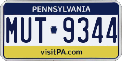 PA license plate MUT9344