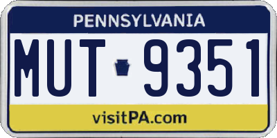 PA license plate MUT9351