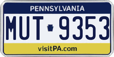 PA license plate MUT9353