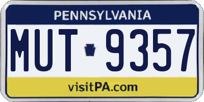 PA license plate MUT9357