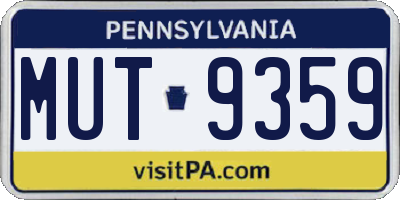PA license plate MUT9359