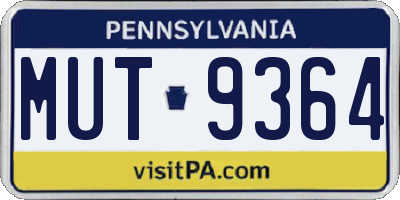 PA license plate MUT9364
