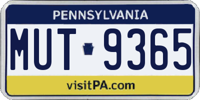 PA license plate MUT9365