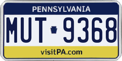 PA license plate MUT9368