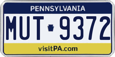 PA license plate MUT9372