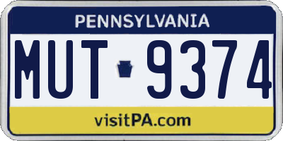 PA license plate MUT9374