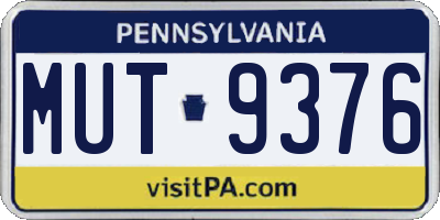 PA license plate MUT9376