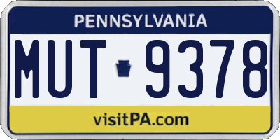PA license plate MUT9378