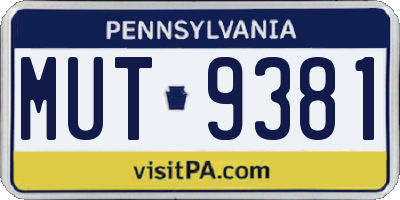 PA license plate MUT9381