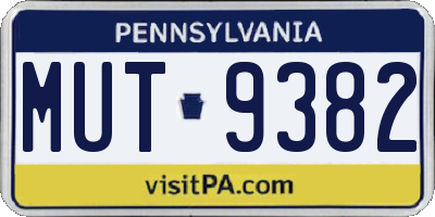 PA license plate MUT9382