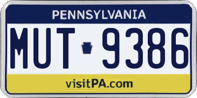 PA license plate MUT9386