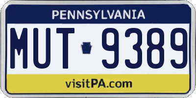 PA license plate MUT9389