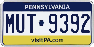 PA license plate MUT9392