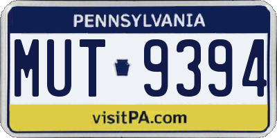 PA license plate MUT9394