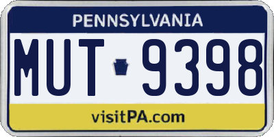 PA license plate MUT9398