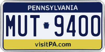 PA license plate MUT9400