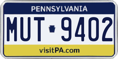 PA license plate MUT9402