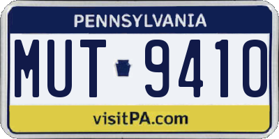 PA license plate MUT9410