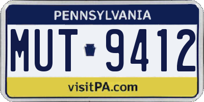 PA license plate MUT9412