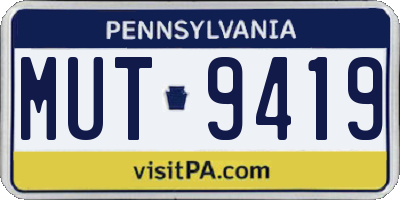 PA license plate MUT9419