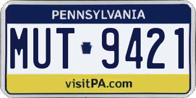 PA license plate MUT9421