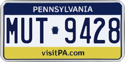 PA license plate MUT9428