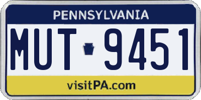 PA license plate MUT9451