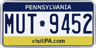 PA license plate MUT9452