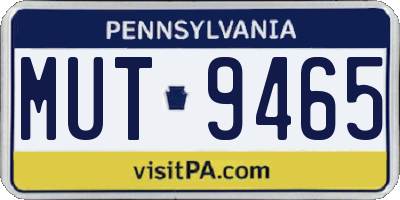 PA license plate MUT9465
