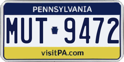 PA license plate MUT9472