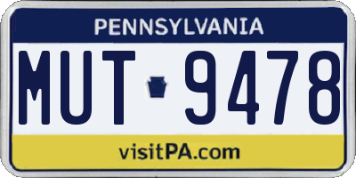 PA license plate MUT9478