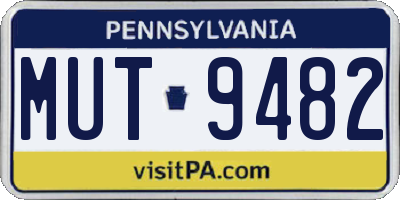 PA license plate MUT9482
