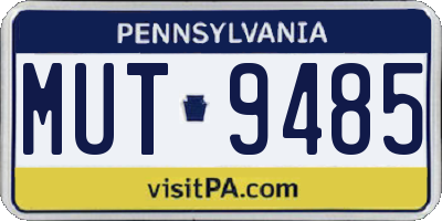 PA license plate MUT9485