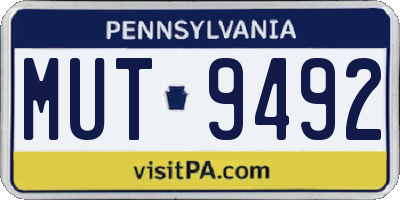 PA license plate MUT9492