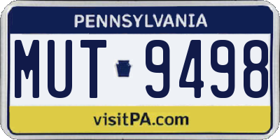 PA license plate MUT9498