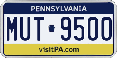 PA license plate MUT9500