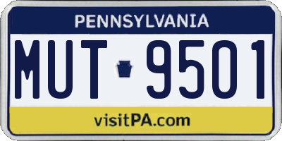 PA license plate MUT9501