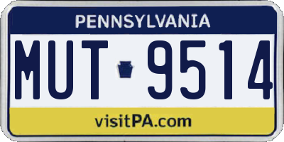 PA license plate MUT9514