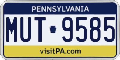 PA license plate MUT9585