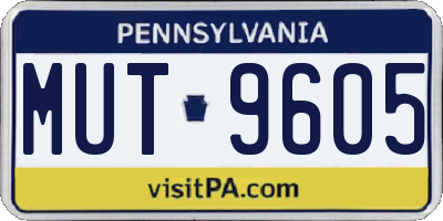PA license plate MUT9605