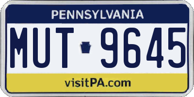 PA license plate MUT9645