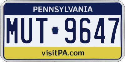 PA license plate MUT9647
