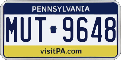 PA license plate MUT9648