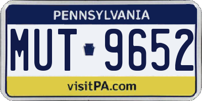 PA license plate MUT9652
