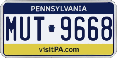 PA license plate MUT9668