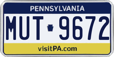 PA license plate MUT9672